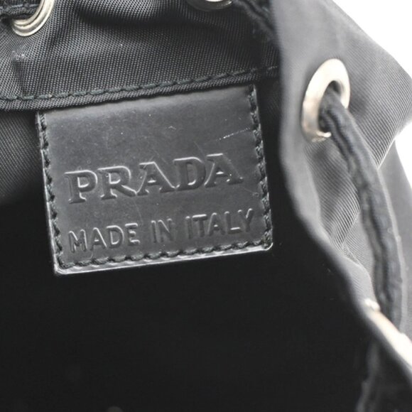 PRADA Tessuto Mini Drawstring Pouch Bag Nylon Leather Black SHW Italy 36KB859